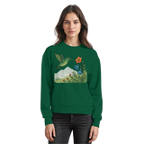 Arvenzo Bloom Wing sweatshirt in bottle green, front view showing a casual sweatshirt with a graphic design and comfortable fit.