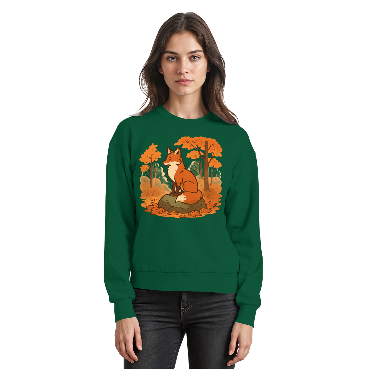 Arvenzo Ember Trail sweatshirt in bottle green, front view showing classic crewneck design and soft fabric texture.
