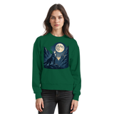 Front view of Arvenzo Silver Howl sweatshirt in bottle green, showcasing the basic design and comfortable fit.