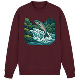 Front view of Arvenzo silver run sweatshirt in burgundy, showcasing classic crewneck design and soft fabric.