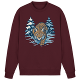Arvenzo Snow Lynx sweatshirt in burgundy, front view showing soft fabric and classic crew neck design.