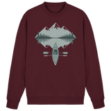 Arvenzo Mirror Lake Sweatshirt in burgundy, front view showing classic crewneck design and soft fabric.