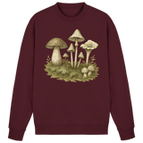 Arvenzo Forest Floor sweatshirt in burgundy, front view showing a comfortable casual sweatshirt with forest-themed design.