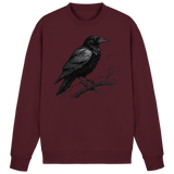 Dark raven-colored Arvenzo sweatshirt with a front design, casual fit, and long sleeves, displayed on a white background.