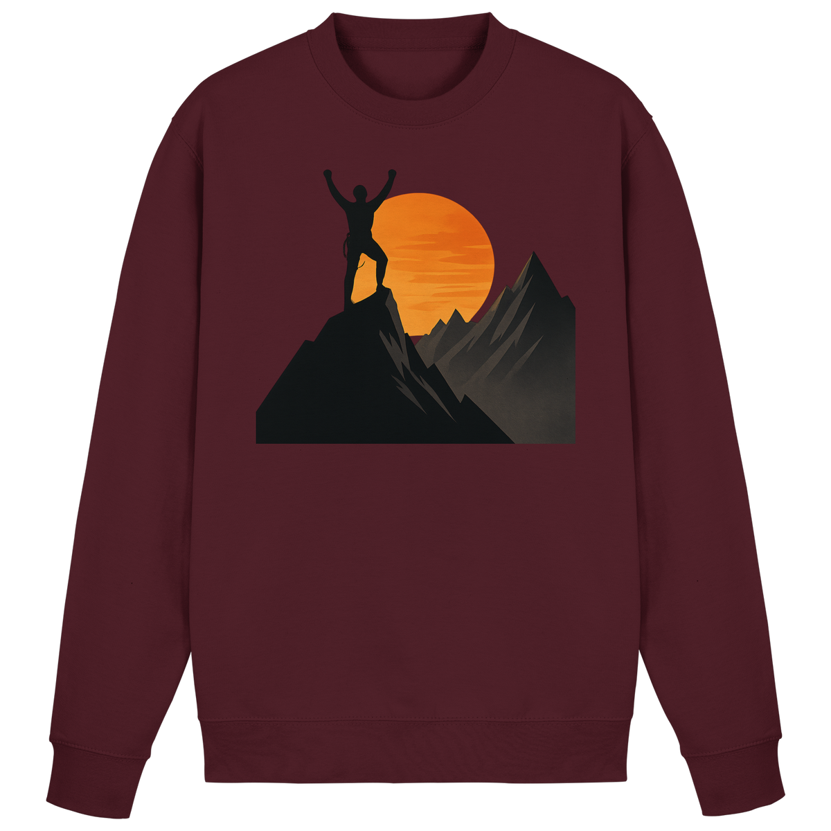 Arvenzo Bold Ascent sweatshirt in burgundy, front view showing classic crewneck design and soft fabric texture.
