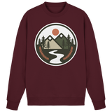 Front view of burgundy Arvenzo Open Ground sweatshirt with a simple crew neck and relaxed fit.