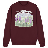 Burgundy Alpine Bloom sweatshirt by Arvenzo, front view showing the simple, stylish design and soft fabric.