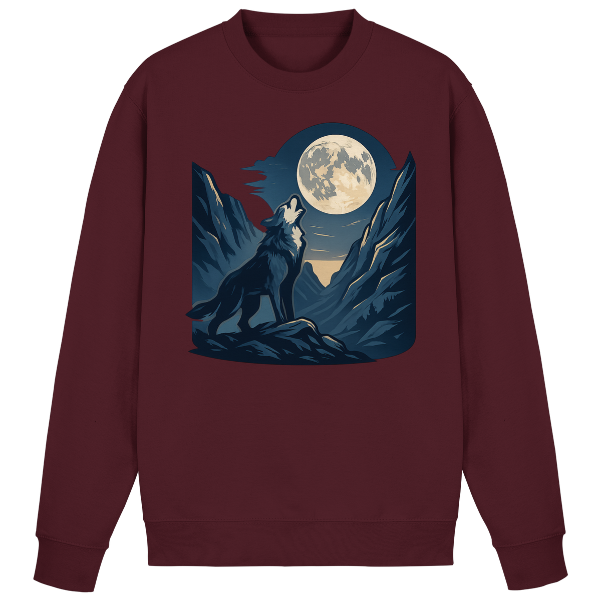 Silver Howl sweatshirt by Arvenzo, front view showing burgundy fabric, crew neck, and relaxed fit in a casual style.