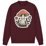 Front view of burgundy Arvenzo Still Roots sweatshirt with a classic crew neck and relaxed fit.