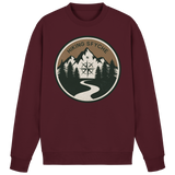 Arvenzo Trail Crest Burgundy sweatshirt front view, basic design with crew neck and long sleeves, casual athletic style.