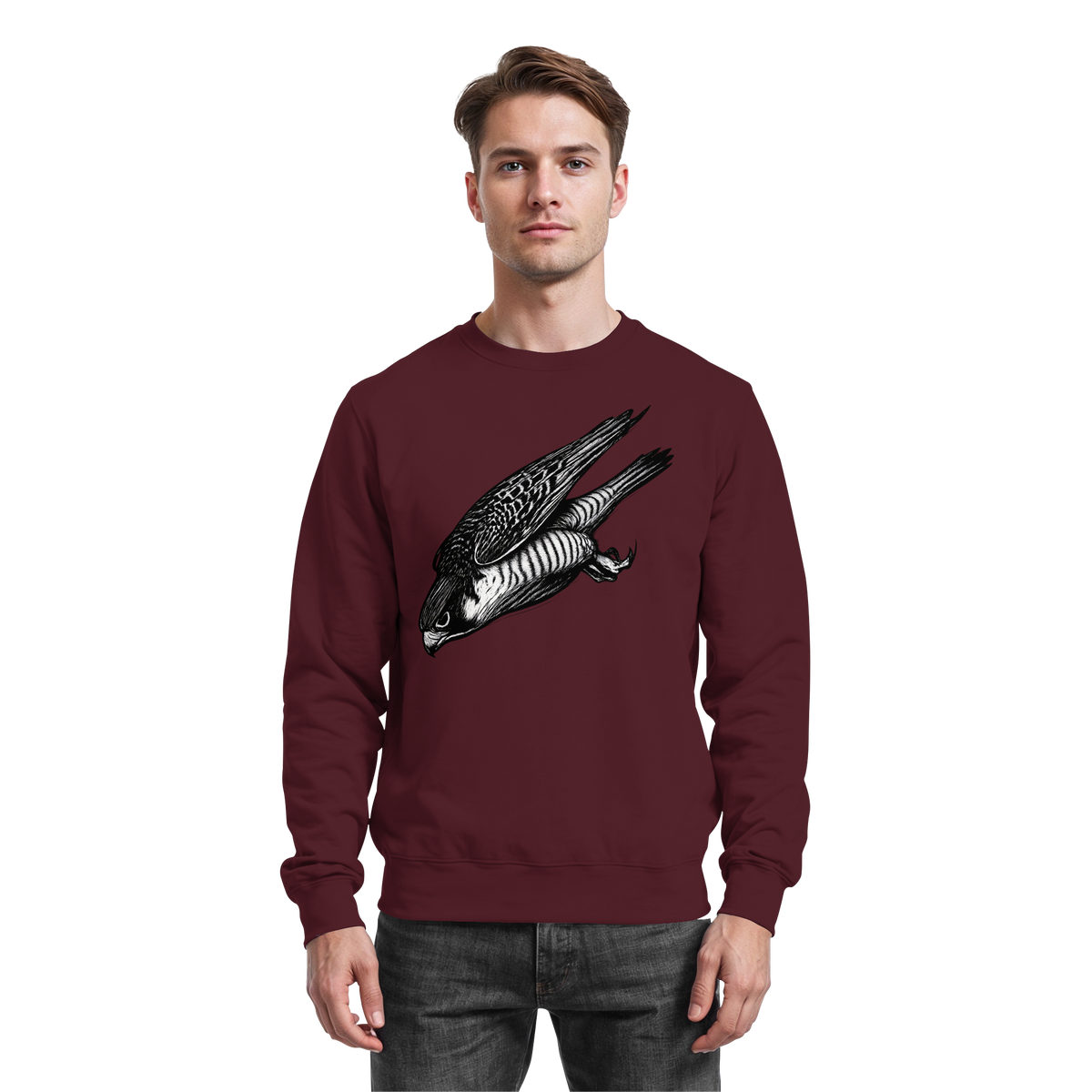 Arvenzo Swift Dive burgundy sweatshirt with a simple front design, made from soft, comfortable fabric.