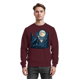 Front view of Arvenzo Silver Howl sweatshirt in burgundy, featuring a classic crew neck and relaxed fit.