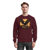 Arvenzo Iron Wing sweatshirt in burgundy with a front design, casual long-sleeve sweatshirt for everyday wear.