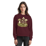 Arvenzo Forest Floor sweatshirt in burgundy, front view showing a cozy, casual sweatshirt with forest-themed design.