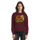Arvenzo Trail Rest sweatshirt in burgundy, front view showing a casual crewneck sweatshirt with a relaxed fit.