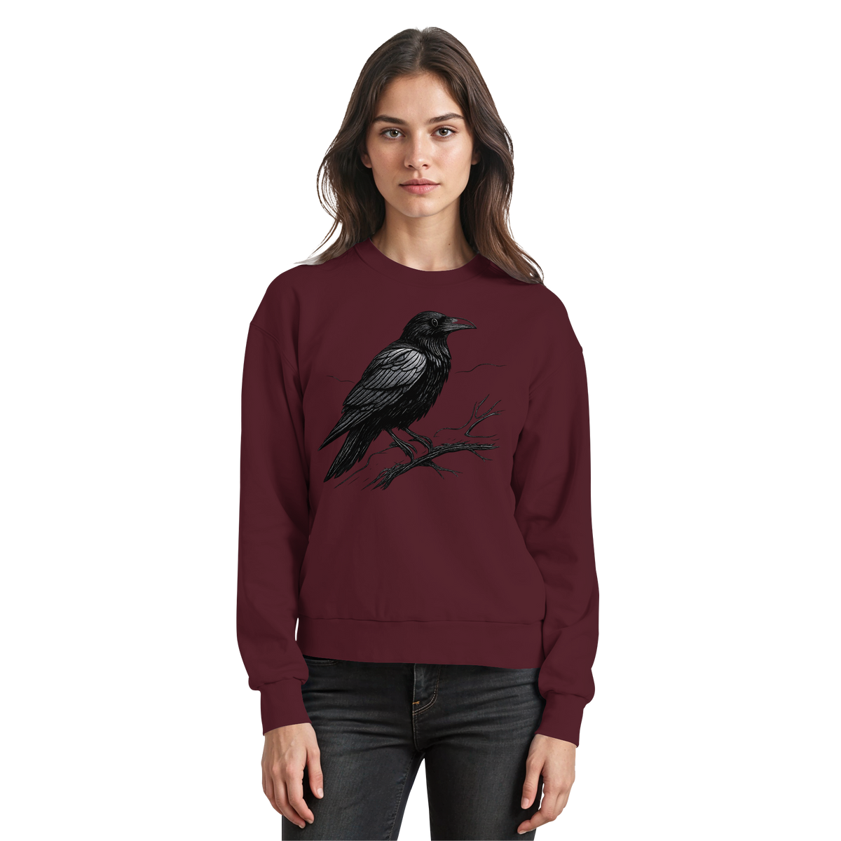 Dark burgundy Arvenzo sweatshirt with a simple front design, made from comfortable fabric, ideal for casual wear.