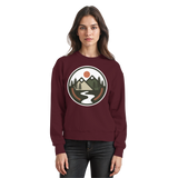 Front view of burgundy Arvenzo Open Ground sweatshirt with a basic crewneck design and long sleeves.