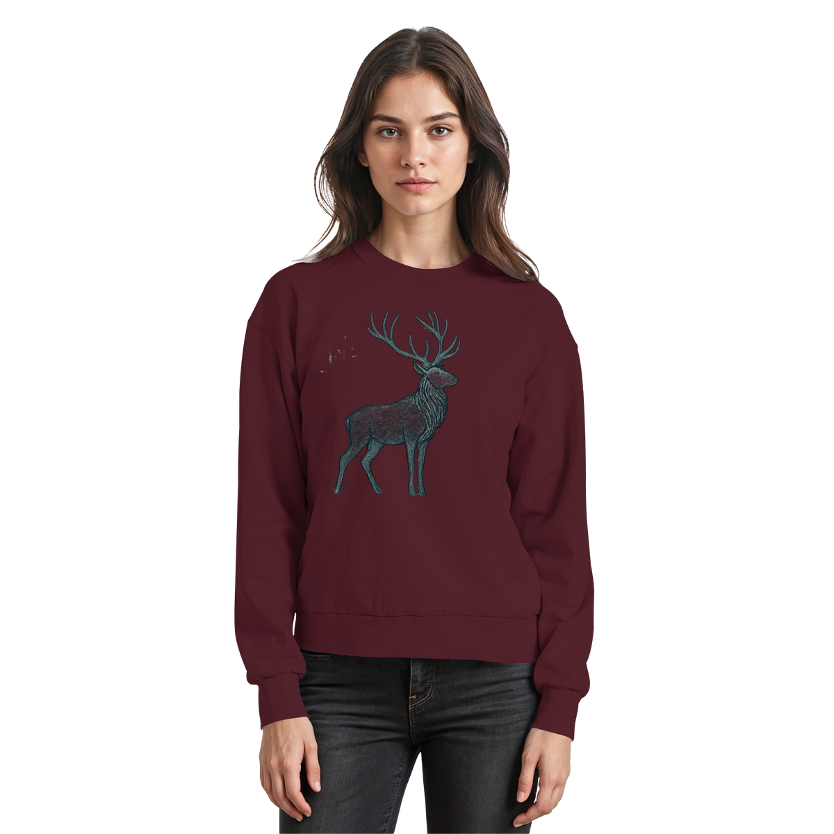 Burgundy Arvenzo Mist Crown sweatshirt with a front design, soft fabric, and classic fit, perfect for casual wear.