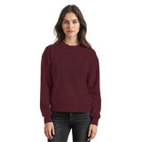 Front view of burgundy Arvenzo Cliff Edge sweatshirt with a simple design and crew neckline.
