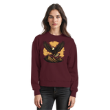 Arvenzo Iron Wing Sweatshirt in burgundy, front view showing classic crew neck and minimalist Iron Wing design.