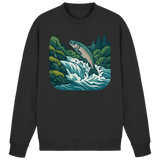 Arvenzo Silver Run sweatshirt in deep black, front view showcasing a classic crewneck design and smooth fabric texture.