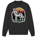 Arvenzo Lone Dusk sweatshirt in deep black, front view showing a classic crewneck design and soft fabric texture.