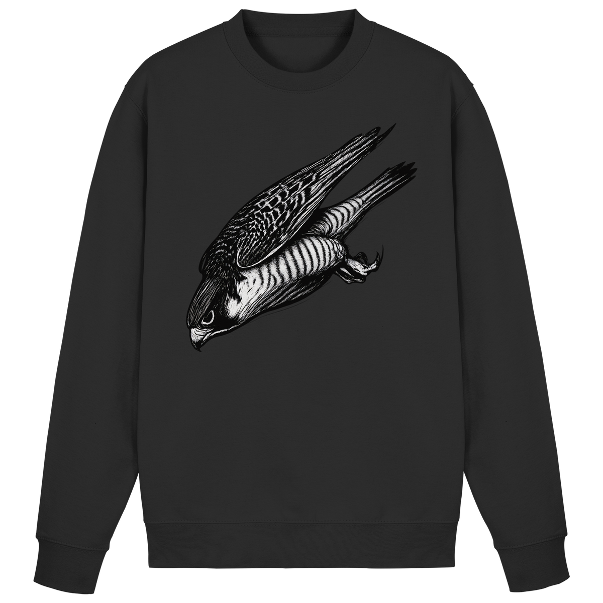 Arvenzo Swift Dive black sweatshirt front view, casual sweatshirt with a simple design and comfortable fit.