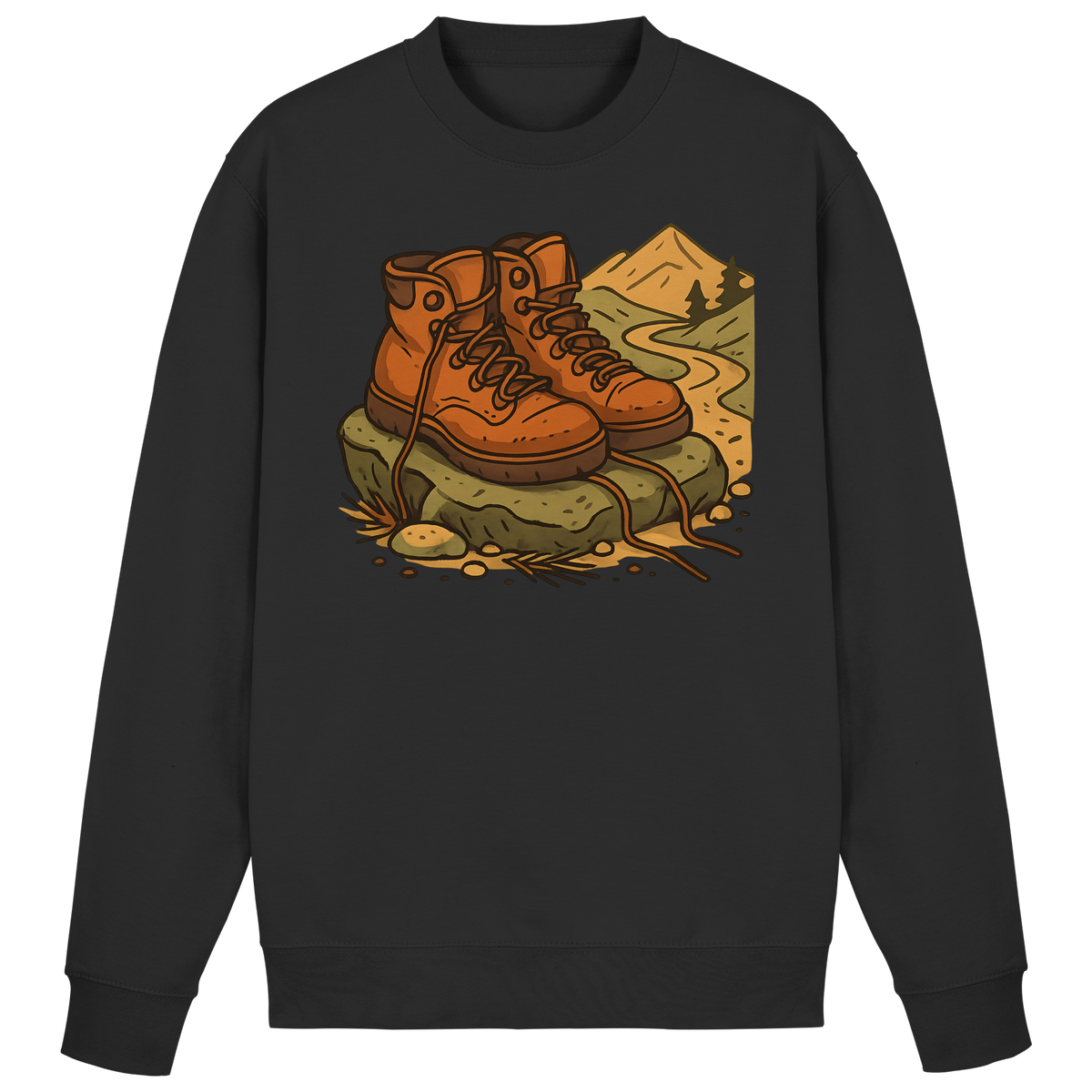 Black Arvenzo Trail Rest Sweatshirt with front design, casual fit, and soft fabric, perfect for outdoor and everyday wear.