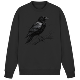 Arvenzo Dark Raven Sweatshirt front view in deep black, casual long-sleeve sweatshirt with a simple crew neckline.