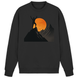 Black Arvenzo Bold Ascent sweatshirt shown from the front, featuring a classic crew neck and soft cotton fabric.