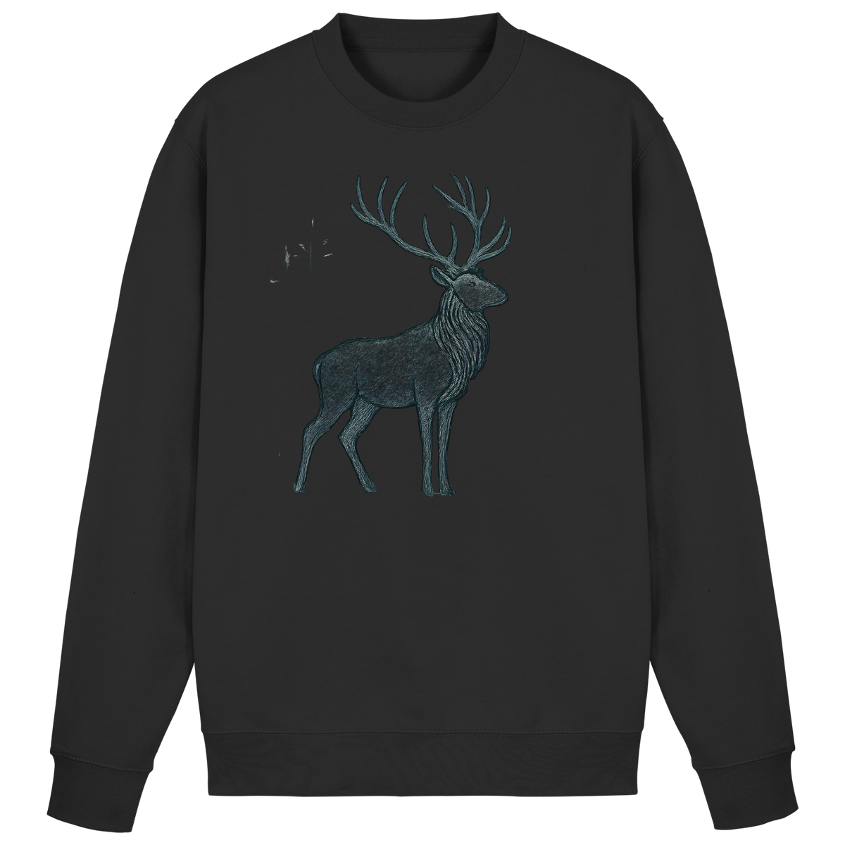 Arvenzo Mist Crown black sweatshirt shown from the front with a simple, classic design and a crew neckline.