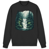 Arvenzo Fall Creek Sweatshirt in deep black, front view showing classic crewneck design and soft fabric texture.