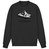 Arvenzo Summit Point sweatshirt in deep black, front view showing a classic crewneck design and soft fabric.