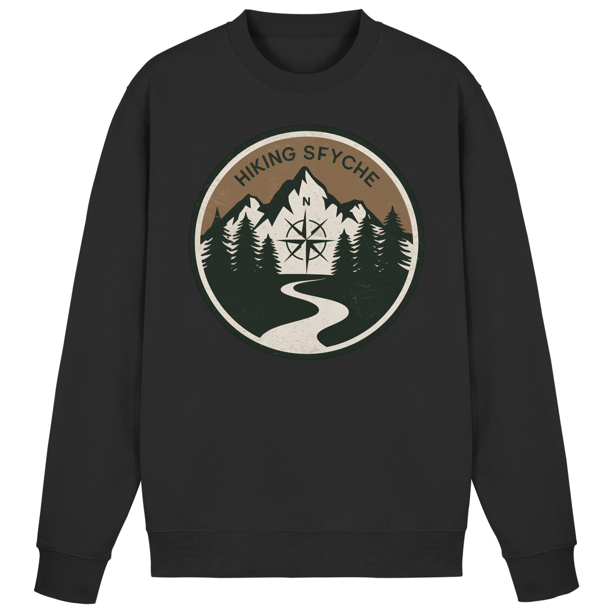 Black Arvenzo Trail Crest sweatshirt with a simple front design, made from soft, comfortable fabric for casual wear.