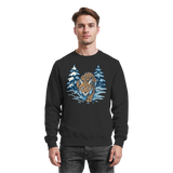 Black Arvenzo Snow Lynx sweatshirt displayed from the front, featuring a simple crew neck design and soft fabric.