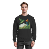 Black Arvenzo Bloom Wing sweatshirt displayed from the front, featuring a simple crew neck and minimalist design.
