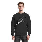 Arvenzo Swift Dive Sweatshirt in deep black, front view showing a classic crew neck and minimalist design.