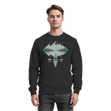 Arvenzo Mirror Lake black sweatshirt showing a front view with a simple, classic design and crew neckline.