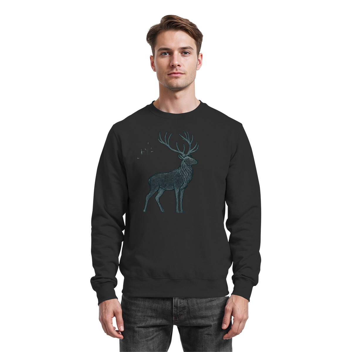 Black Mist Crown sweatshirt by Arvenzo, front view showing a minimalist design and comfortable fabric for casual wear.