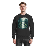 Deep black Fall Creek sweatshirt by Arvenzo displayed from the front, showcasing a classic, comfortable sweatshirt design.