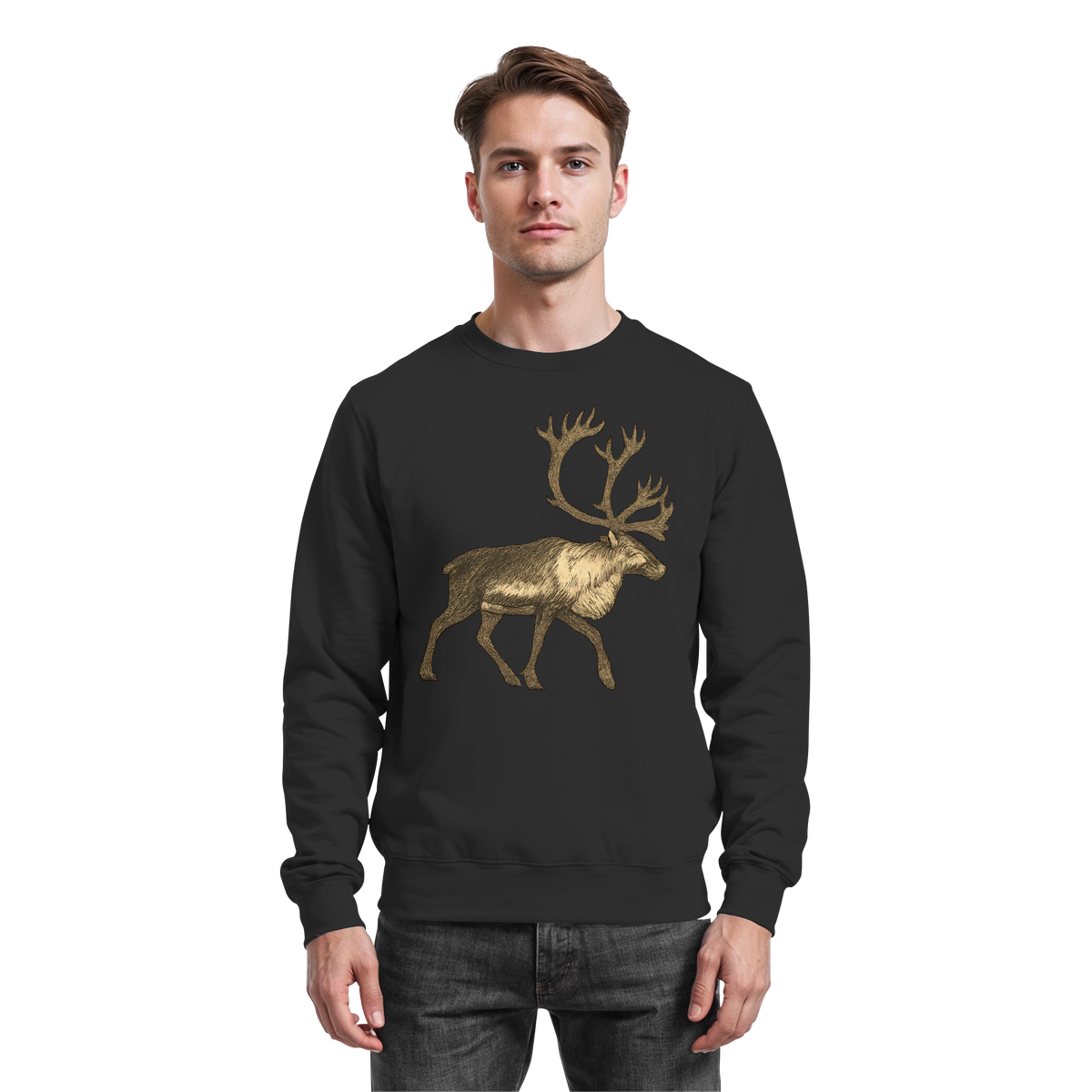 Black Arvenzo Tundra Walk sweatshirt with a simple front view, showcasing a casual, comfortable sweatshirt design.
