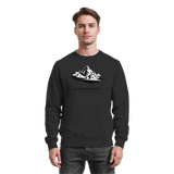 Black Arvenzo Summit Point sweatshirt shown from the front, featuring a classic crew neck and minimalist design.