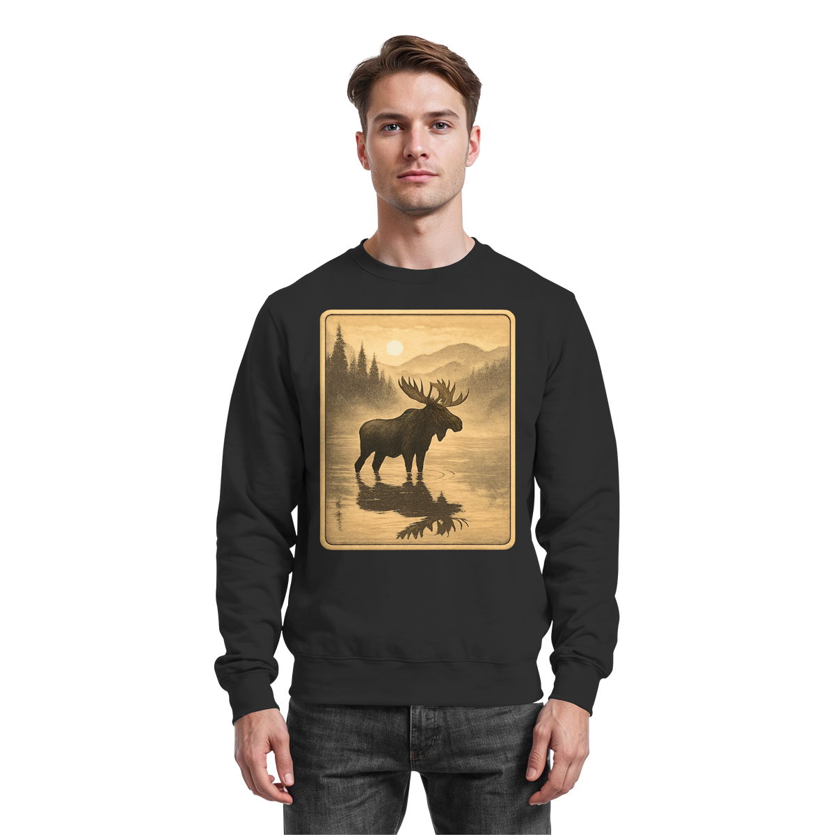 Black Arvenzo Calm Shore sweatshirt with a simple front design, made from soft, comfortable fabric.