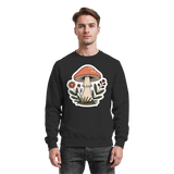Black Still Roots sweatshirt by Arvenzo, front view showing a classic fit, soft fabric, and minimalist design.