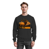 Black Arvenzo Elk Meadow sweatshirt, front view showing crew neckline and soft fabric texture.