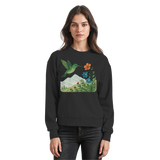 Front view of Arvenzo Bloom Wing sweatshirt in deep black, showcasing a casual, comfortable sweatshirt design.