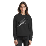 Arvenzo Swift Dive Black sweatshirt featuring a front design, made from comfortable fabric, with a classic crewneck style.