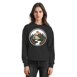 Front view of Arvenzo Open Ground sweatshirt in deep black, featuring a simple crew neck and minimalist design.