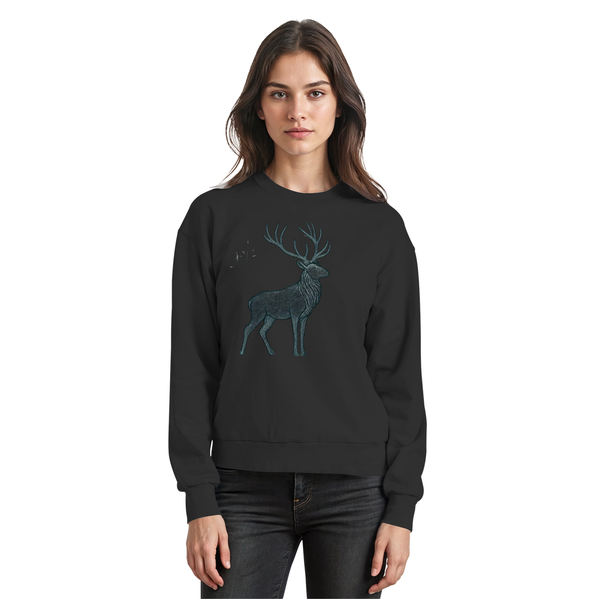 Arvenzo Mist Crown black sweatshirt shown from the front, featuring a simple design and comfortable fit.