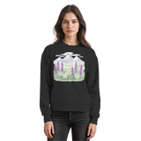 Black Alpine Bloom sweatshirt by Arvenzo, front view showing a simple, stylish design on a cozy sweatshirt.